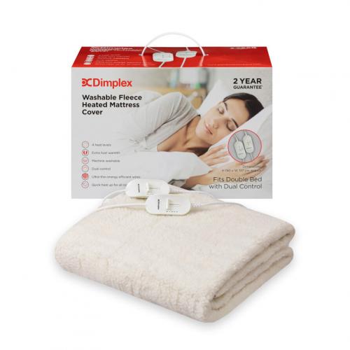 Dimplex Double Heated Mattress Cover Under Blanket, Fleece, Dual Control, 4 Heat Settings, 190x137cm – Keans Claremorris