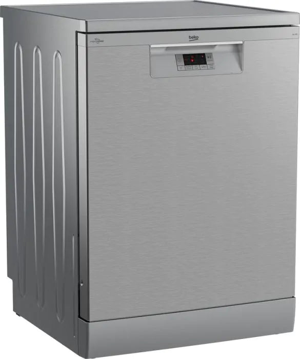 Beko BDFN15430X 60cm freestanding stainless steel dishwasher, efficient cleaning, available at Keans Claremorris.