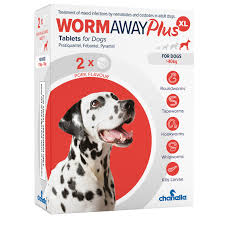 Worm Away Plus XL pork-flavored tablets for large dogs 17.5-70kg, treats common worms, 2 tablets pack - Keans Claremorris