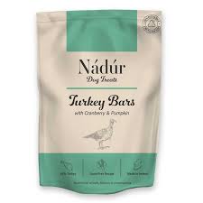 Nadur Dog Treats Turkey Bars 100g with cranberry & pumpkin, high protein natural dog treats from Keans Claremorris