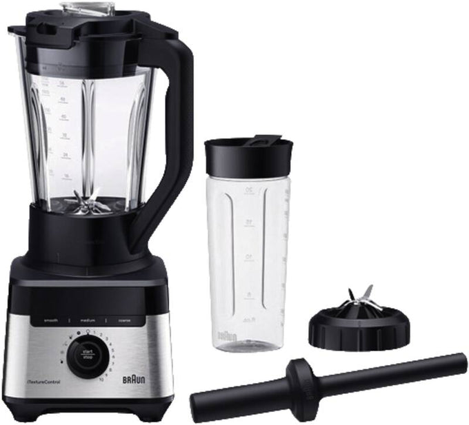 Braun PowerBlend 7 JB7551 Black blender with 1400W motor, TriAction Tech, iTextureControl, and durable design - Keans