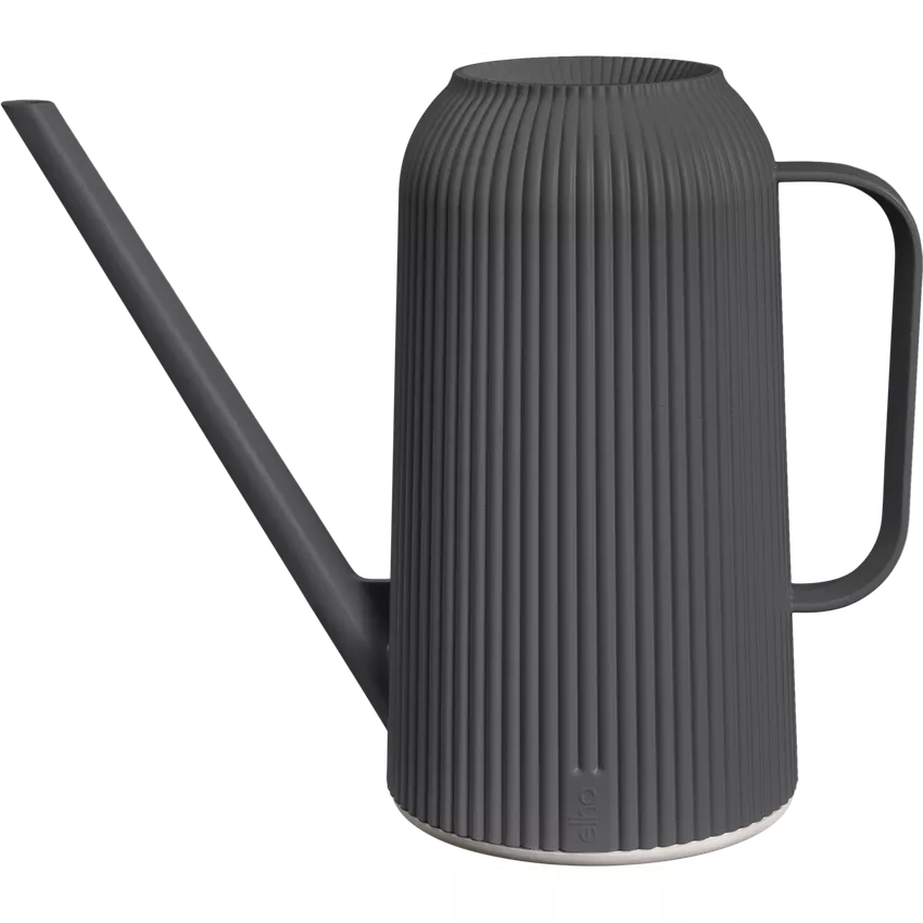 Anthracite Elho Vibes Fold watering can with ribbed texture and long spout, side handle visible
