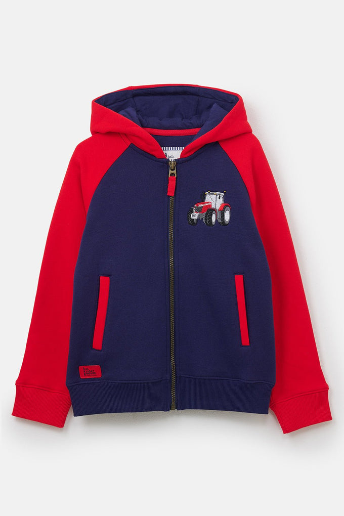 Red Jackson Full Zip Hoodie with Tractor Graphic, Comfortable Casual Wear - Keans Claremorris