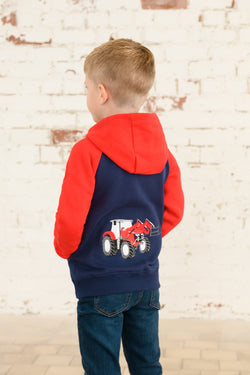 Red Jackson Full Zip Hoodie with Tractor Graphic, Comfortable Casual Wear – Keans Claremorris