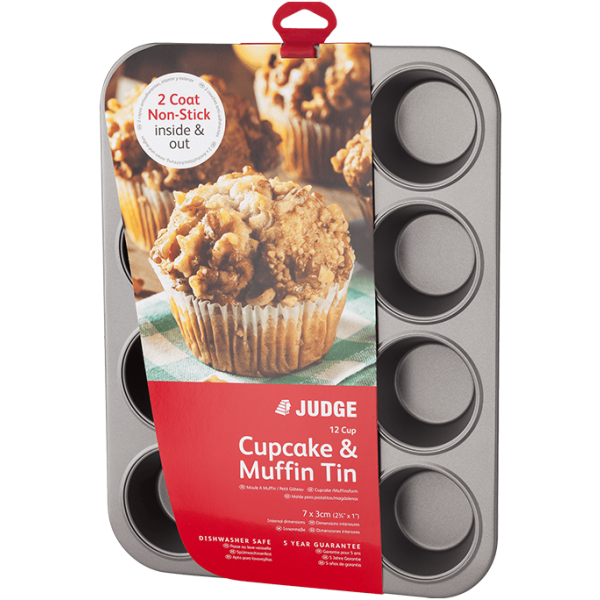 Judge Bakeware 12 Cup Non-Stick Cupcake and Muffin Tin for easy baking - available at Keans Claremorris