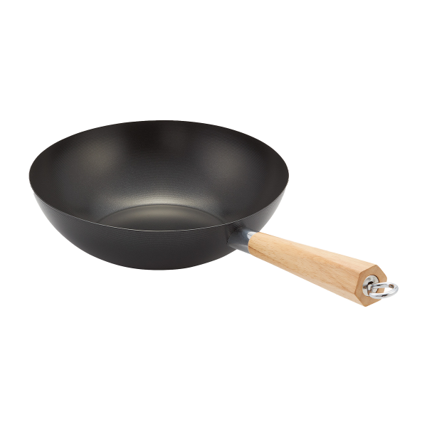 Judge Essentials 28cm non-stick carbon steel wok with thermic base and phenolic handle, durable and easy to clean – Keans
