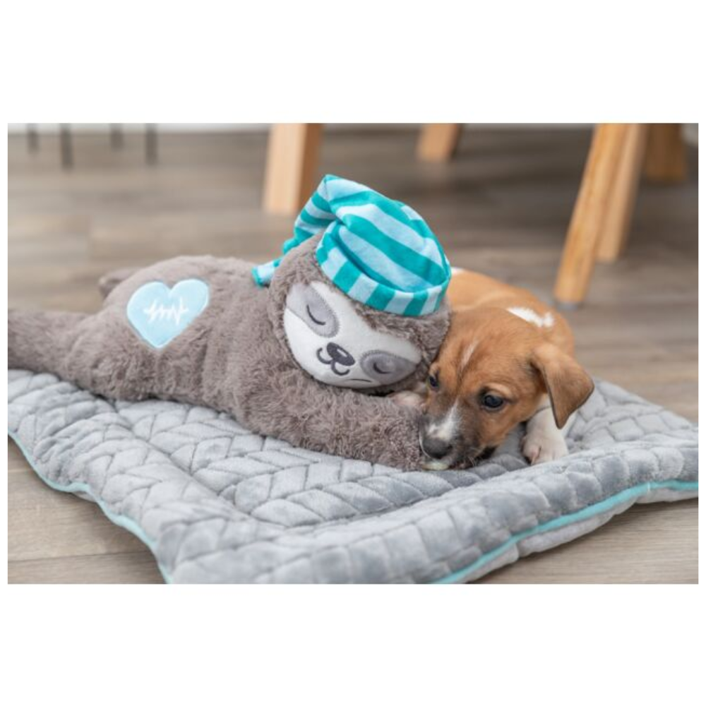 Junior Sloth with Heartbeat Dog Toy, soft plush pet toy for comfort – available at Keans Claremorris