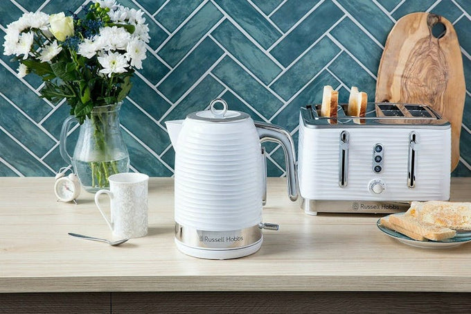 Russell Hobbs 1.7L Inspire Electric Kettle 24360 White, fast boil, sleek design | Keans Claremorris