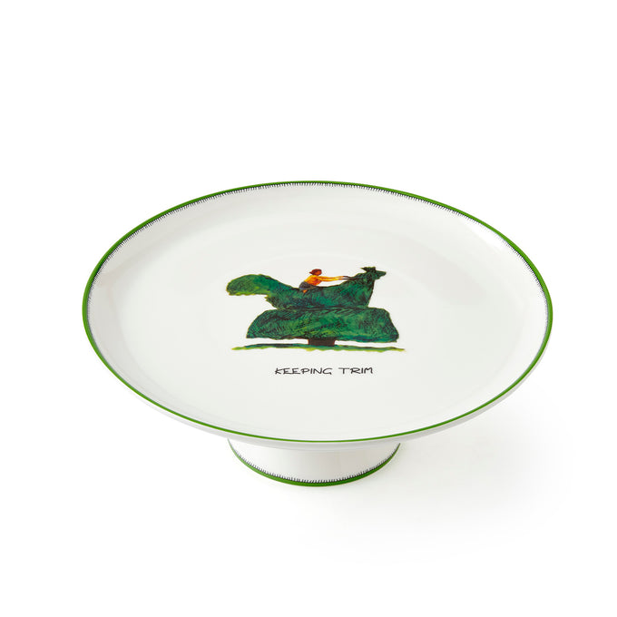 Doodle Cake Stand with green border and whimsical design, perfect centerpiece for tea parties – Keans Claremorris.