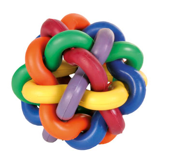 Multicolored 10cm knotted rubber dog ball, natural rubber, gum massager, boredom buster – Keans Claremorris.