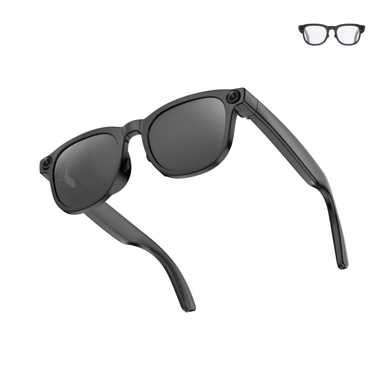 Black AI sunglasses with a white background