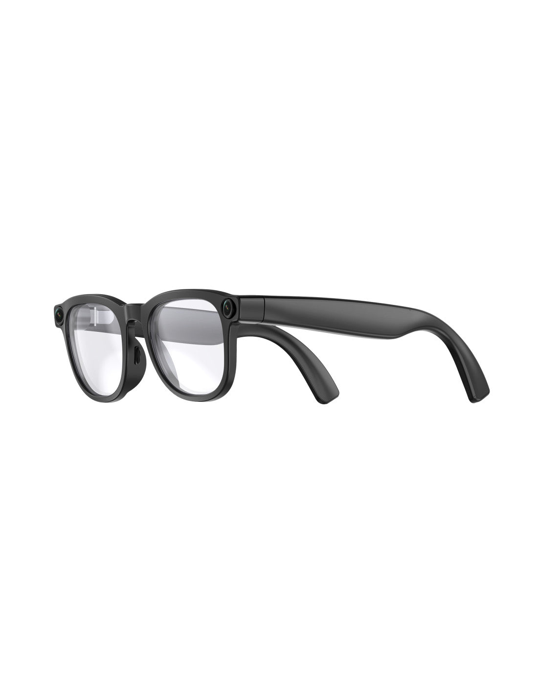 KSIX Spectrum AI Smart Glasses in black with clear lenses and dual cameras on the front corners