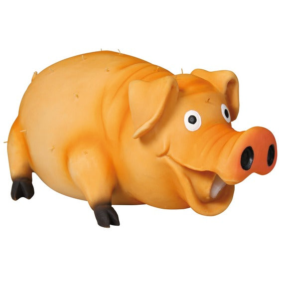 Latex Bristle Pig Dog Toy with squeaker, fleece lining, 21cm orange fetch toy by Keans Claremorris.