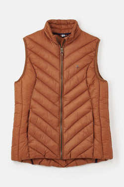 Laurel Ladies Gilet in Rust - Lightweight sleeveless jacket for women, available at Keans Claremorris