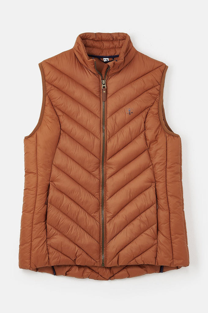 Laurel Ladies Gilet in Rust - Lightweight sleeveless jacket for women, available at Keans Claremorris