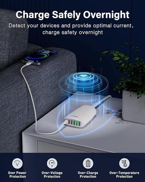 LD 65W Desktop 6 Port Charger with fast charging, compact design - available at Keans Claremorris