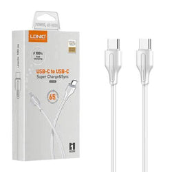 LDNIO LD 65W Fast Charging Type-C to Type-C Cable 1m White, 64W Power – Available at Keans Claremorris