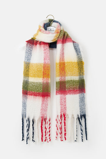 Lighthouse Scarf in Antique Gold, Olive, and Red - versatile accessory by Keans Claremorris, perfect for layering and