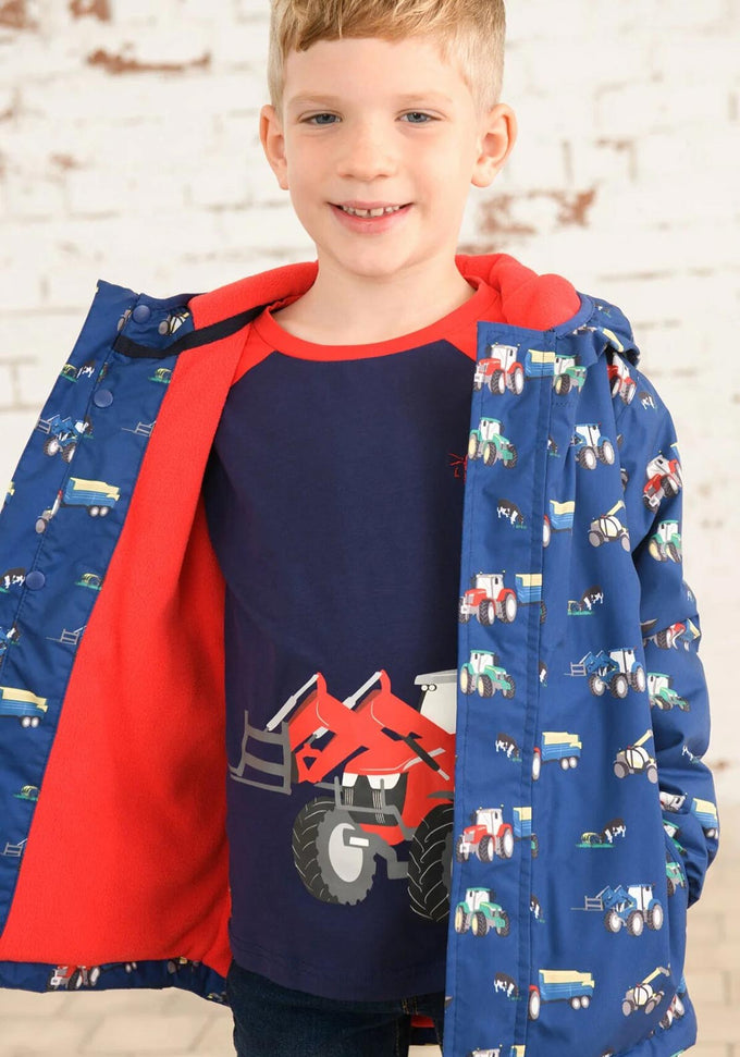 Ethan Boys Coat with Tractor Design, Warm and Stylish Outerwear for Kids – Available at Keans Claremorris