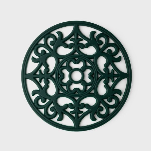 Vintage round green silicone trivet and placemat, heat resistant, BPA free, dishwasher safe – Keans Claremorris