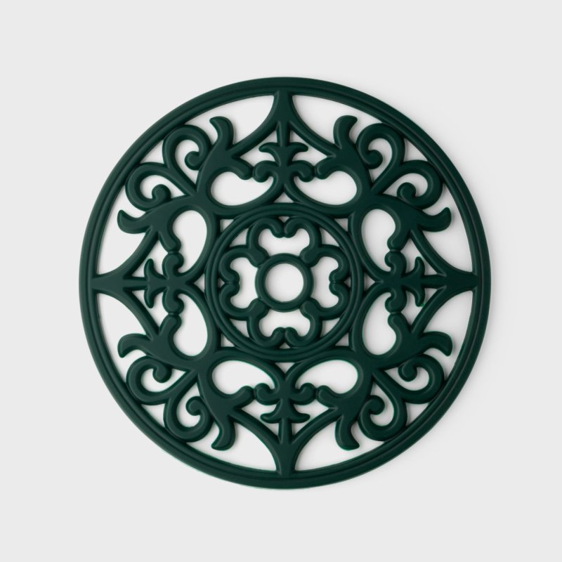 Vintage round green silicone trivet and placemat, heat resistant, BPA free, dishwasher safe – Keans Claremorris