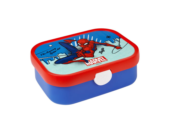 Mepal Spider-Man Lunch Box with removable bento tray, fits 4 sandwiches, dishwasher safe – available at Keans Claremorris.