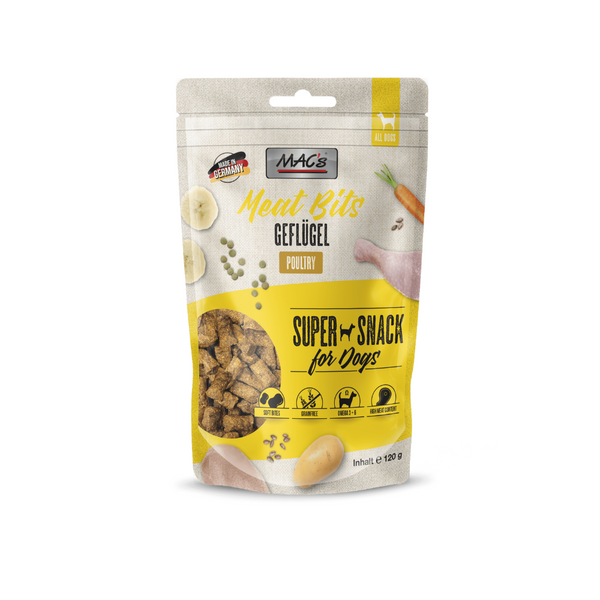 MAC's Dog Treats Meat Bits Poultry 120g, grain-free, 70% meat, 30% fruits & veggies, Omega 3 & 6 – Keans Claremorris