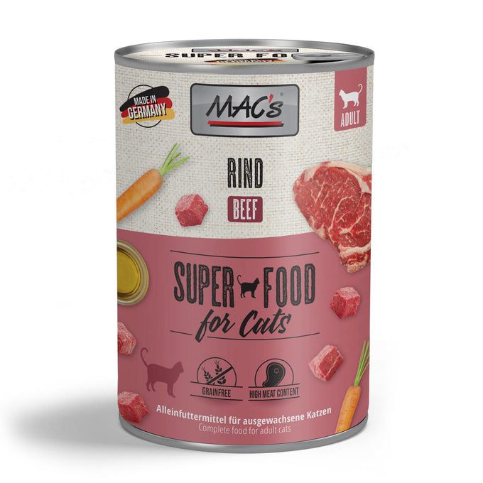 MAC's Cat Tin Food Beef 400g, grain-free, 70% meat, natural ingredients, no preservatives – available at Keans Claremorris.