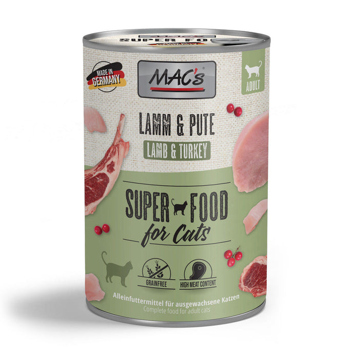 MAC's Cat Tin Food Lamb & Turkey 400g, grain-free, 70% meat, hemp oil, cranberries, natural ingredients – Keans Claremorris