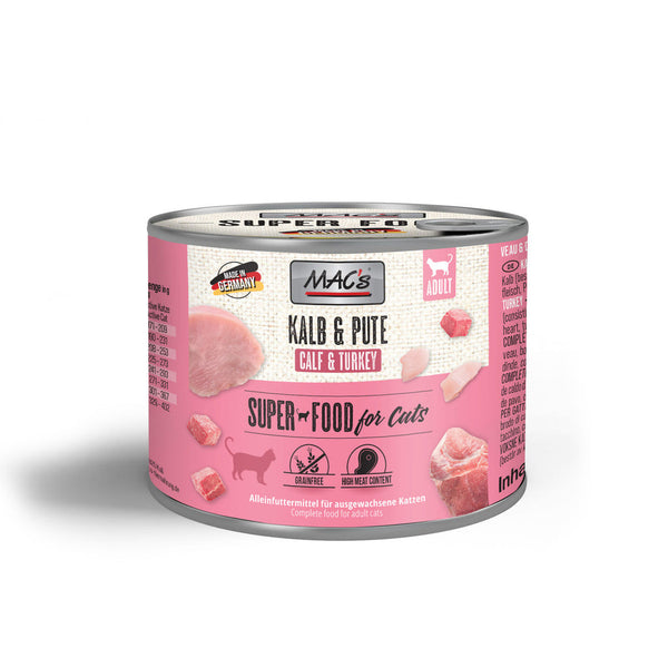 MAC's Tin Food Veal & Turkey 200g - Grain-free, 70% meat, natural ingredients, no preservatives, from Keans Claremorris
