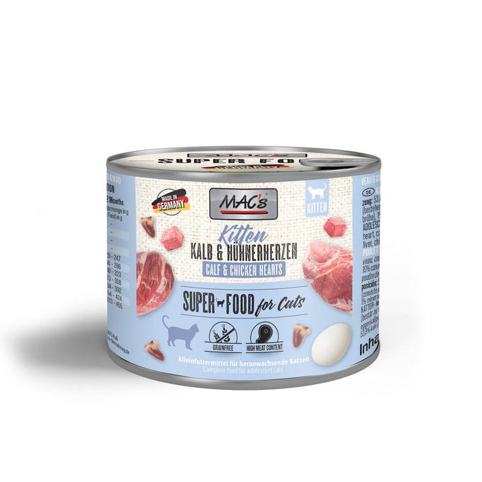 MAC's Kitten Tin Food 200g – Veal & Chicken Hearts, Grain-Free, Balanced Nutrition for Kittens | Keans Claremorris