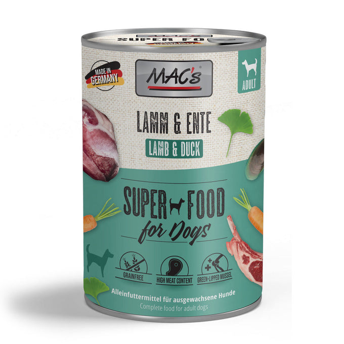 MAC's Dog Tin Food Lamb & Duck 400g, grain-free, 70% meat, natural ingredients, no preservatives – Keans Claremorris