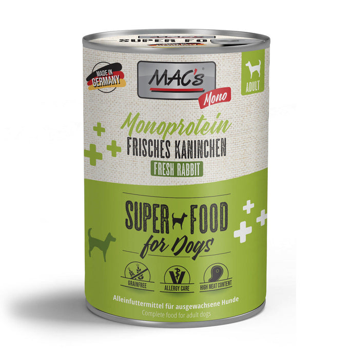 Mac's Dog Mono Sensitive Rabbit 800g grain-free dog food with 70% rabbit meat, natural ingredients – Keans Claremorris.