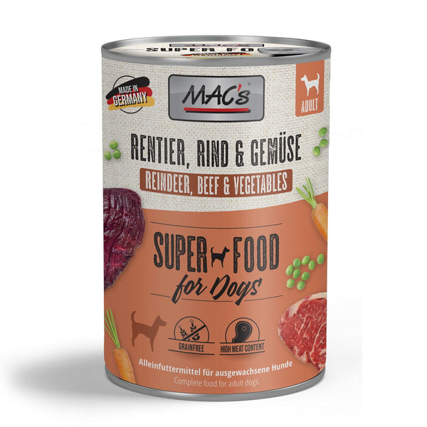 MAC's Dog Tin Food 400g - Reindeer, Beef & Vegetables, natural ingredients, no preservatives, Keans Claremorris