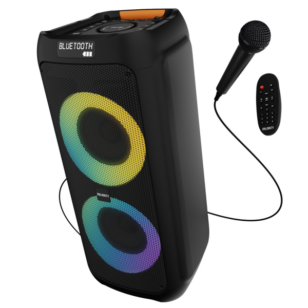 Majority P300 black party speaker, 300W portable audio with Bluetooth, aux-in, rechargeable battery – Keans Claremorris.