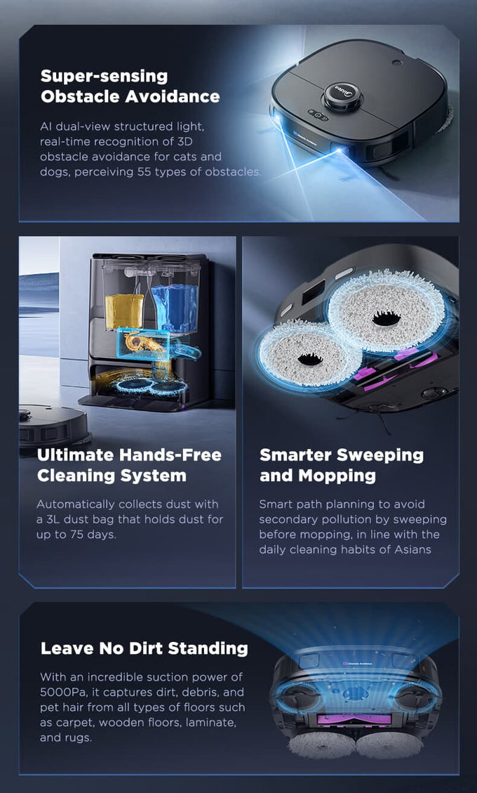 Midea V12 Auto Collector Robot Vacuum Cleaner with smart navigation, powerful suction – available at Keans Claremorris.