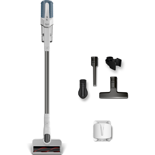 Miele Duoflex HX1 Cordless Vacuum in White & Blue, lightweight and versatile cleaning | Available at Keans Claremorris