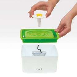 Catit 2.0 Mini Flower Fountain 1.5L pet water fountain for cats, available at Keans Claremorris.