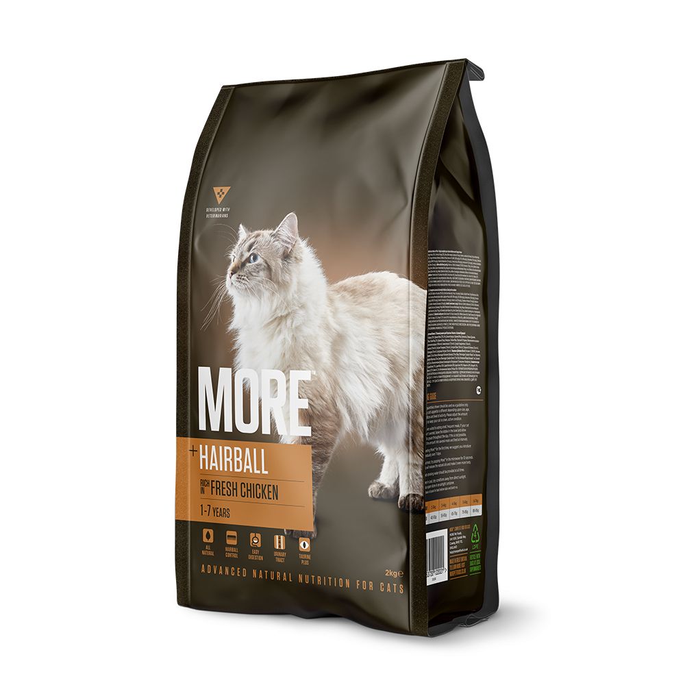 More Cat Hairball Adult Chicken 2kg – natural, no additives, supports digestion & coat health | Keans Claremorris