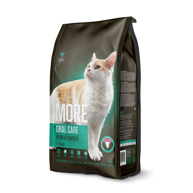More Cat Oral Care Adult Cat Food 2kg, Chicken, supports dental health, natural ingredients, Omega 3 – Keans Claremorris