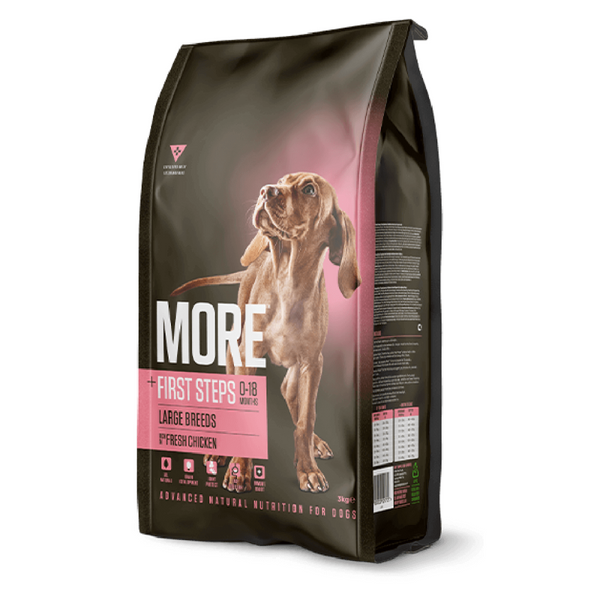 More First Steps Large Breed Puppy Food 12kg Chicken flavor with joint care, digestible protein, and steady energy – Keans