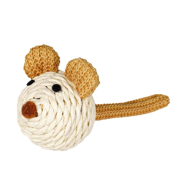 Mouse Paper Yarn Toy 5cm with rattle, lightweight and wrapped in paper yarn for cats – Keans Claremorris