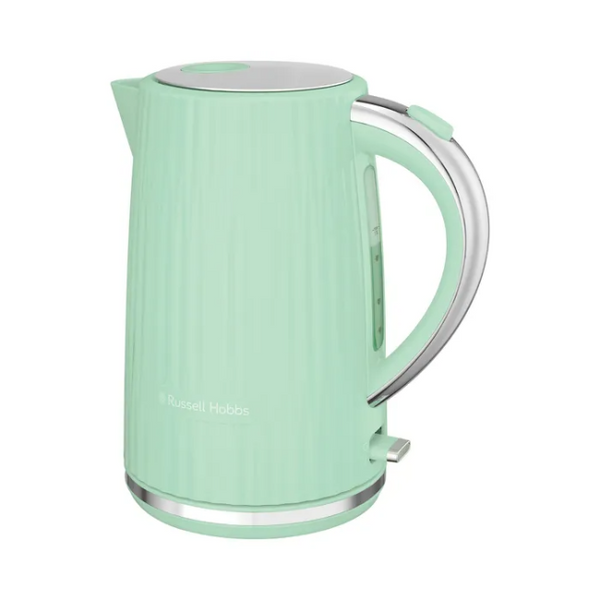Russell Hobbs 1.7L Pistachio Green Kettle with push-button lid, water gauge, 3000W – available at Keans Claremorris