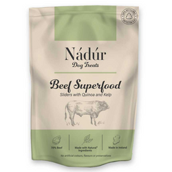 Nadur Dog Treats Beef with Quinoa Kelp, 70% beef, high protein, natural ingredients, made in Ireland, Keans Claremorris.