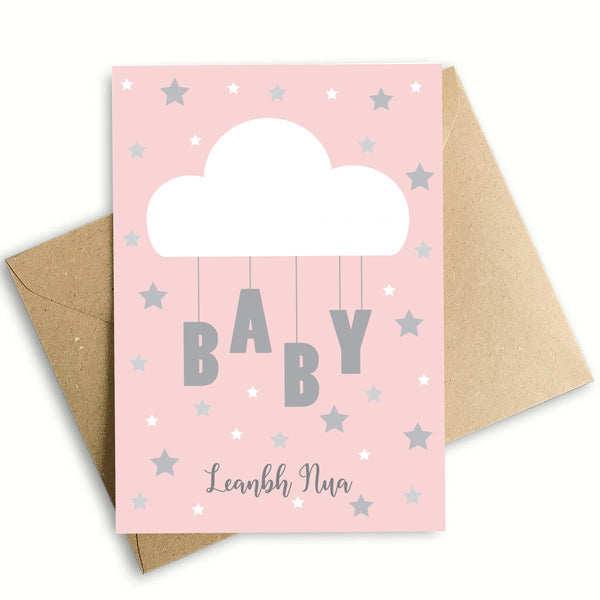 New Baby Girl Card with eco-friendly envelope, A6 size, 350gsm silk card, congratulatory greeting – Keans Claremorris