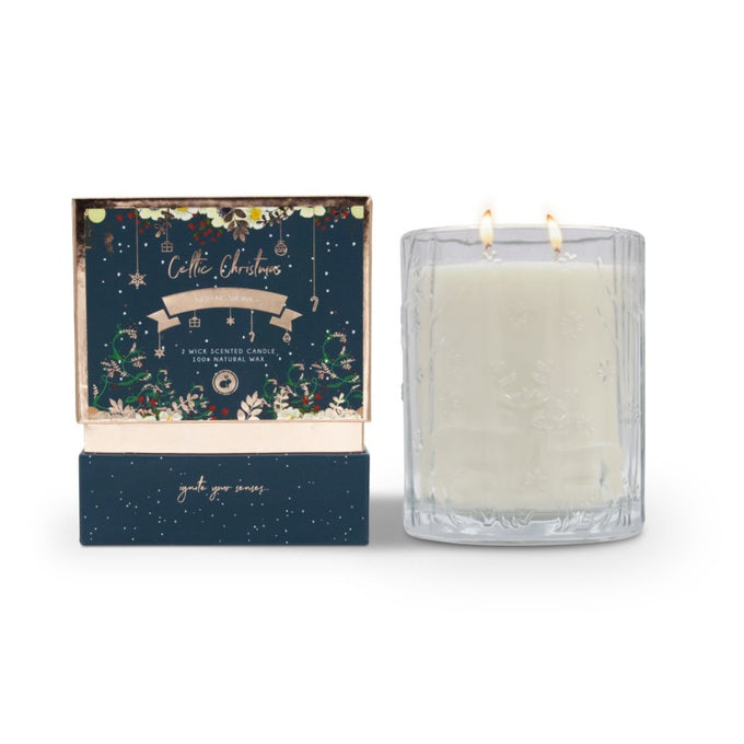 Celtic Candle Double Wick Christmas Nollaig Shona - Image 2