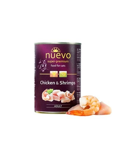 Nuevo Adult Cat Food Chicken & Shrimp 400g - Protein-rich, omega-3 & 6 for healthy coat | Keans Claremorris