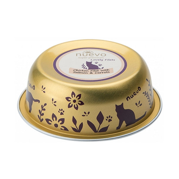 Nuevo Cat Food Chicken with Salmon, 85g wet food with fresh meat, gluten-free, no additives – available at Keans Claremorris.