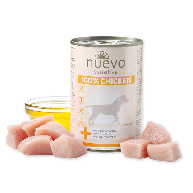 Nuevo Sensitive Chicken Dog Food 400g – Grain-Free, 72% Fresh Meat, Gentle on Stomach | Keans Claremorris
