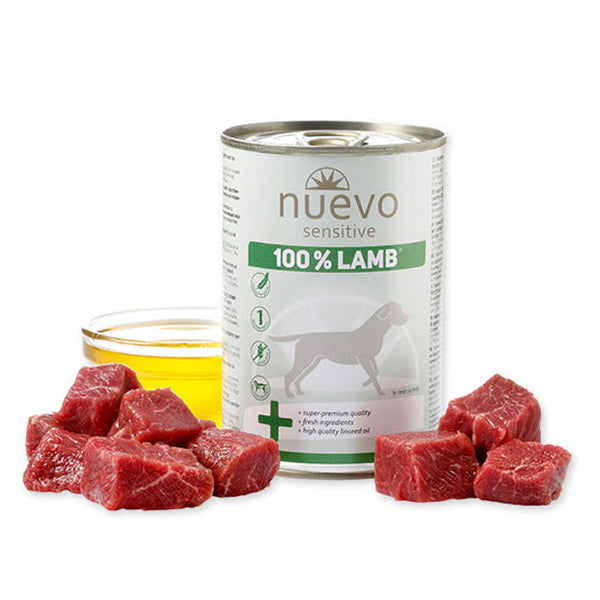Nuevo Sensitive Lamb Dog Food 400g – 72% lamb, grain-free, omega-rich, gentle digestion | Keans Claremorris